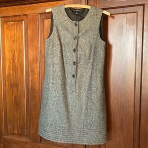 Gap woman’s wool blend grey sleeveless lined button shift mini dress size 4
